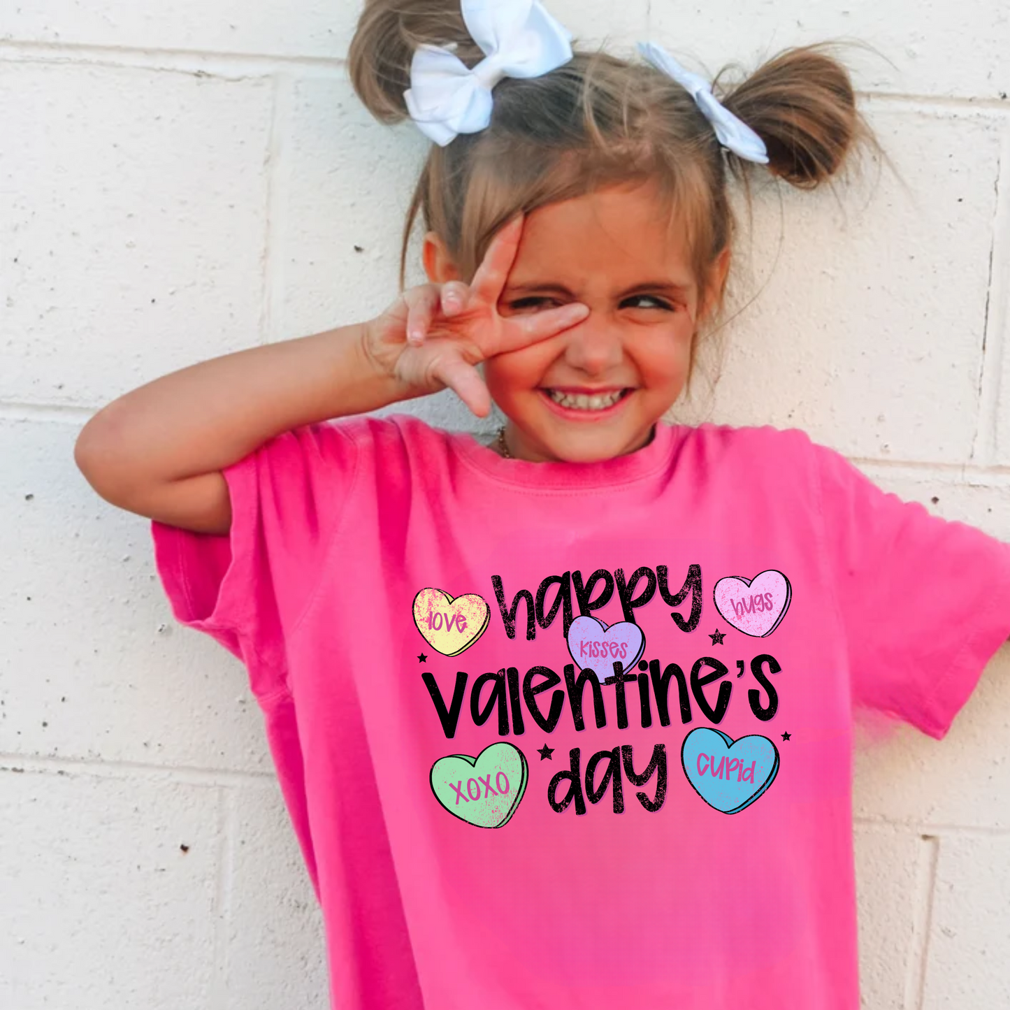 Happy Valentine's Day Candy Heart Shirt for Girls