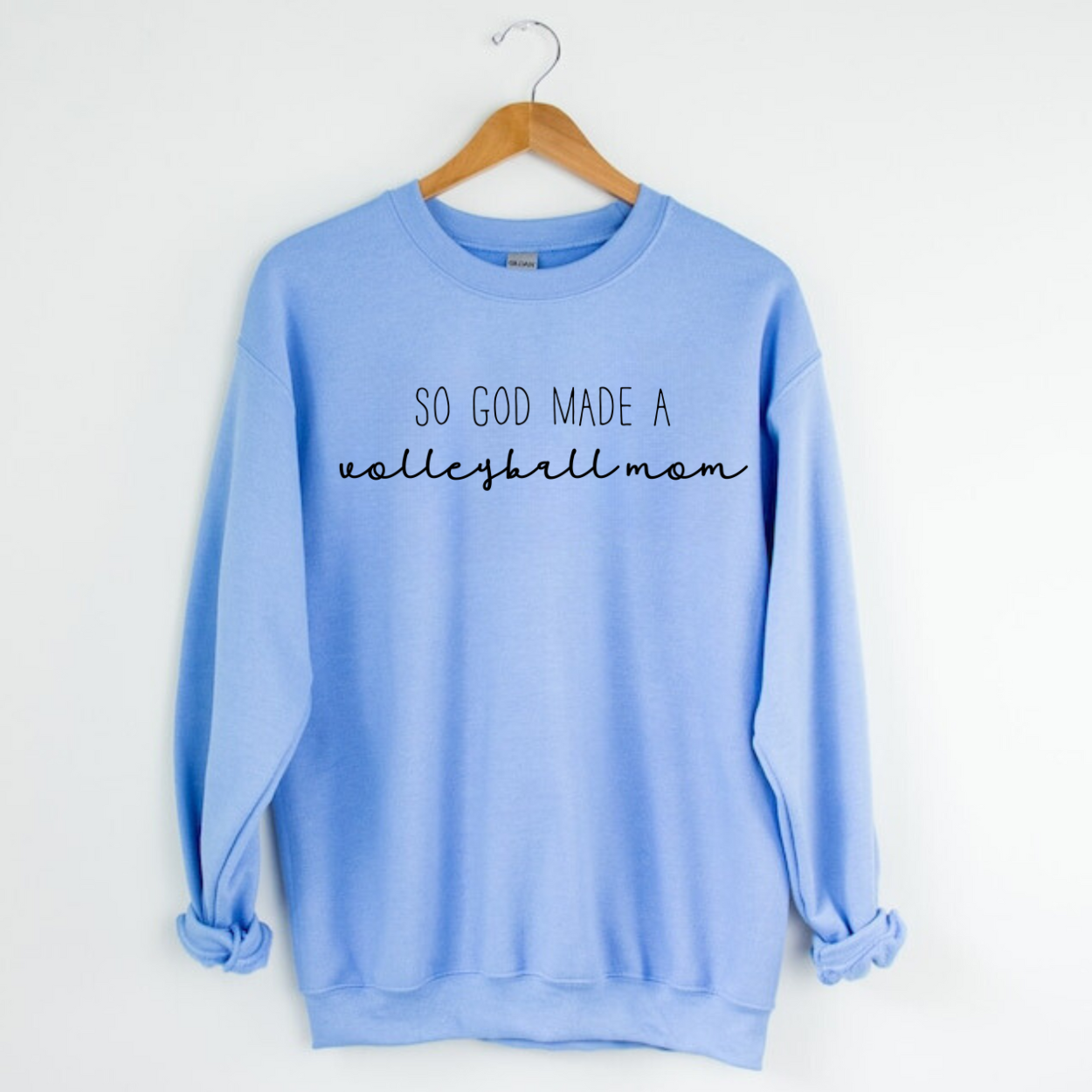 So God Made A Volleyball Mom crewneck sweatshirt for volleyball moms.