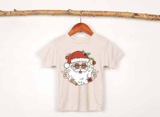 Retro Hippie Santa shirt for kids.