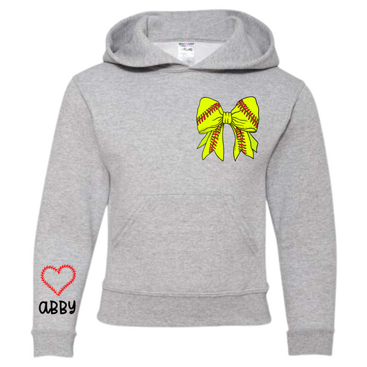 Custom Softball Bow Hoodie for Girls