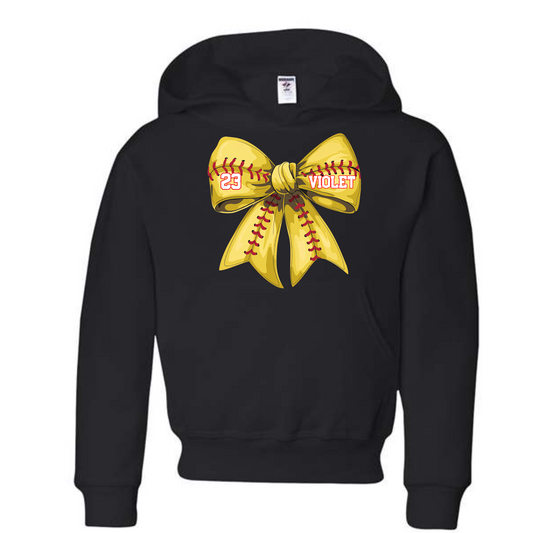 Custom Softball Bow Hoodie for Girls