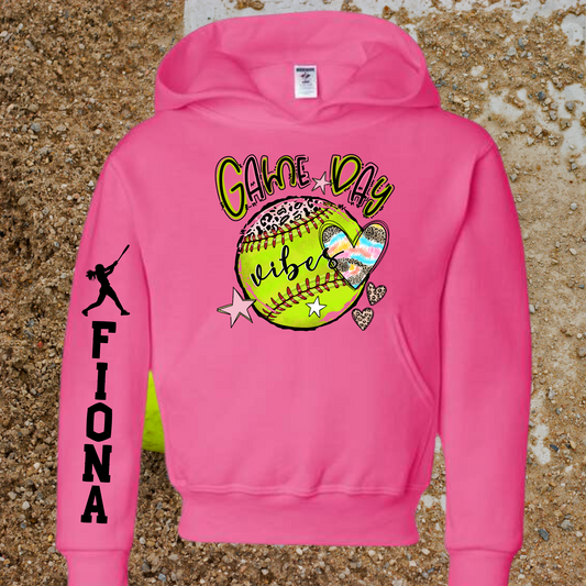 Custom Softball Game Day Hoodie for Girls