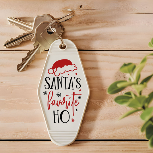 Santa's Favorite Ho | Funny Christmas Keychain for White Elephant Gift