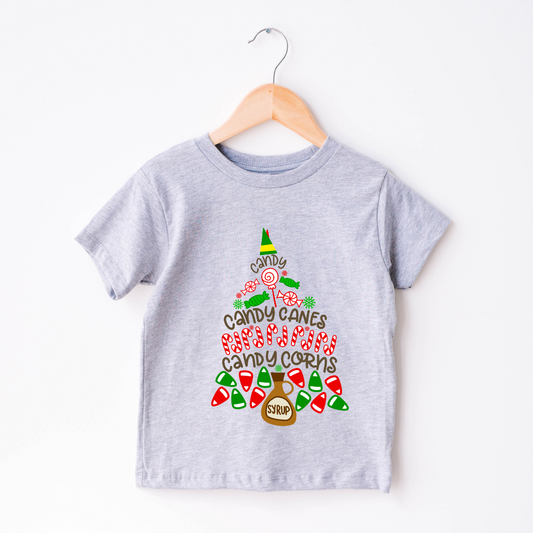 Elves 4 Food Groups Shirt for Kids | Youth Christmas Shirt