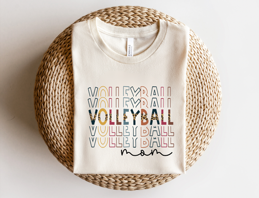 Leopard print volleyball mom shirt.