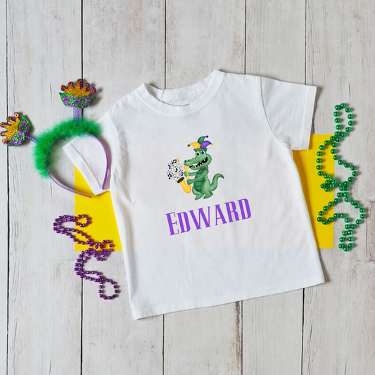 Custom Mardi Gras Alligator Shirt for Kids