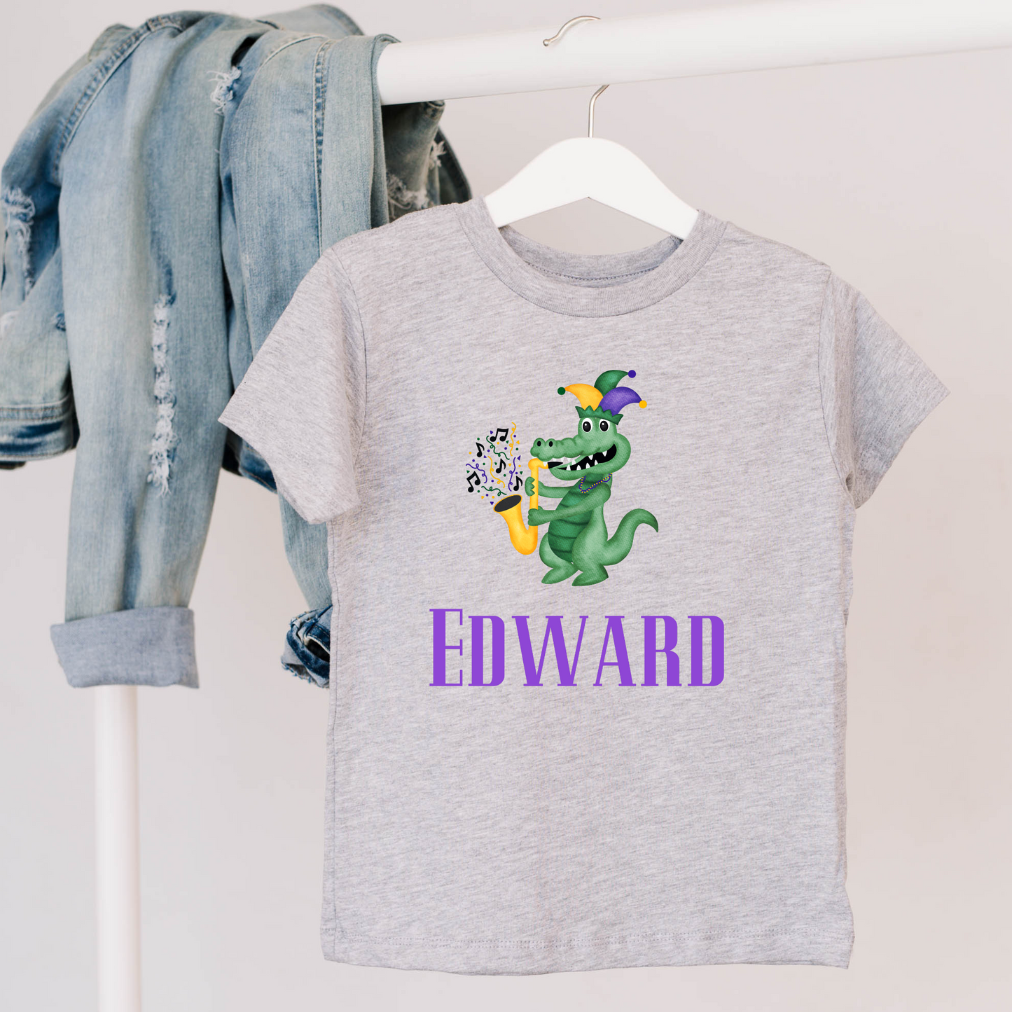 Custom Mardi Gras Alligator Shirt for Kids