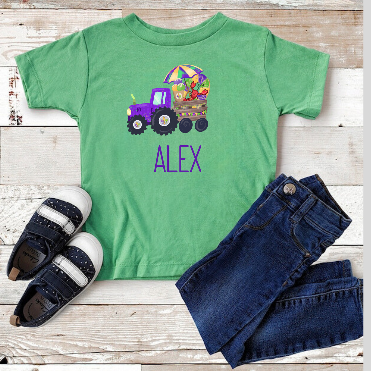 Personalized Mardi Gras Tractor Shirt for Boys