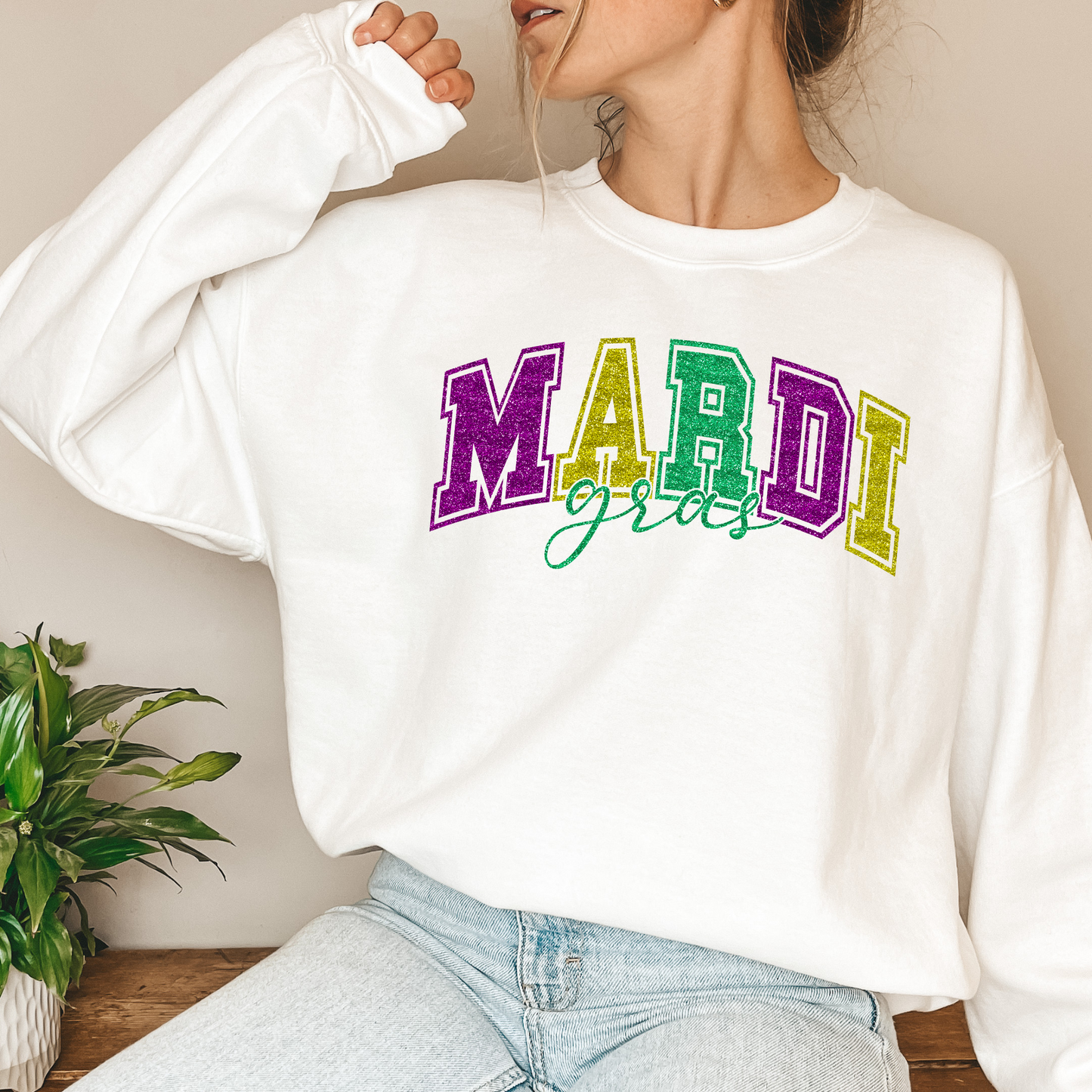 Glitter Mardi Gras Sweatshirt