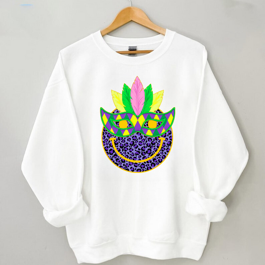 Mardi Gras Sweatshirt Smiley Face