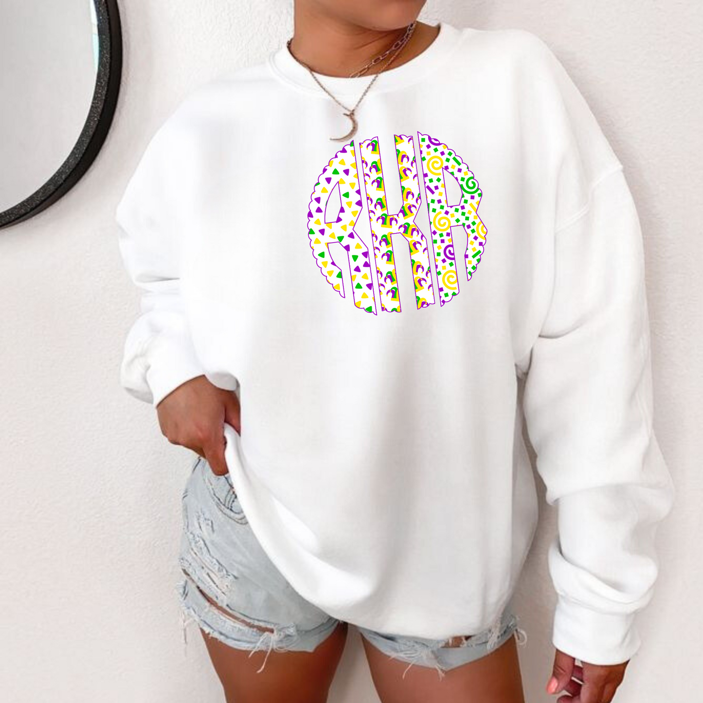 Monogram Mardi Gras Sweatshirt for Women