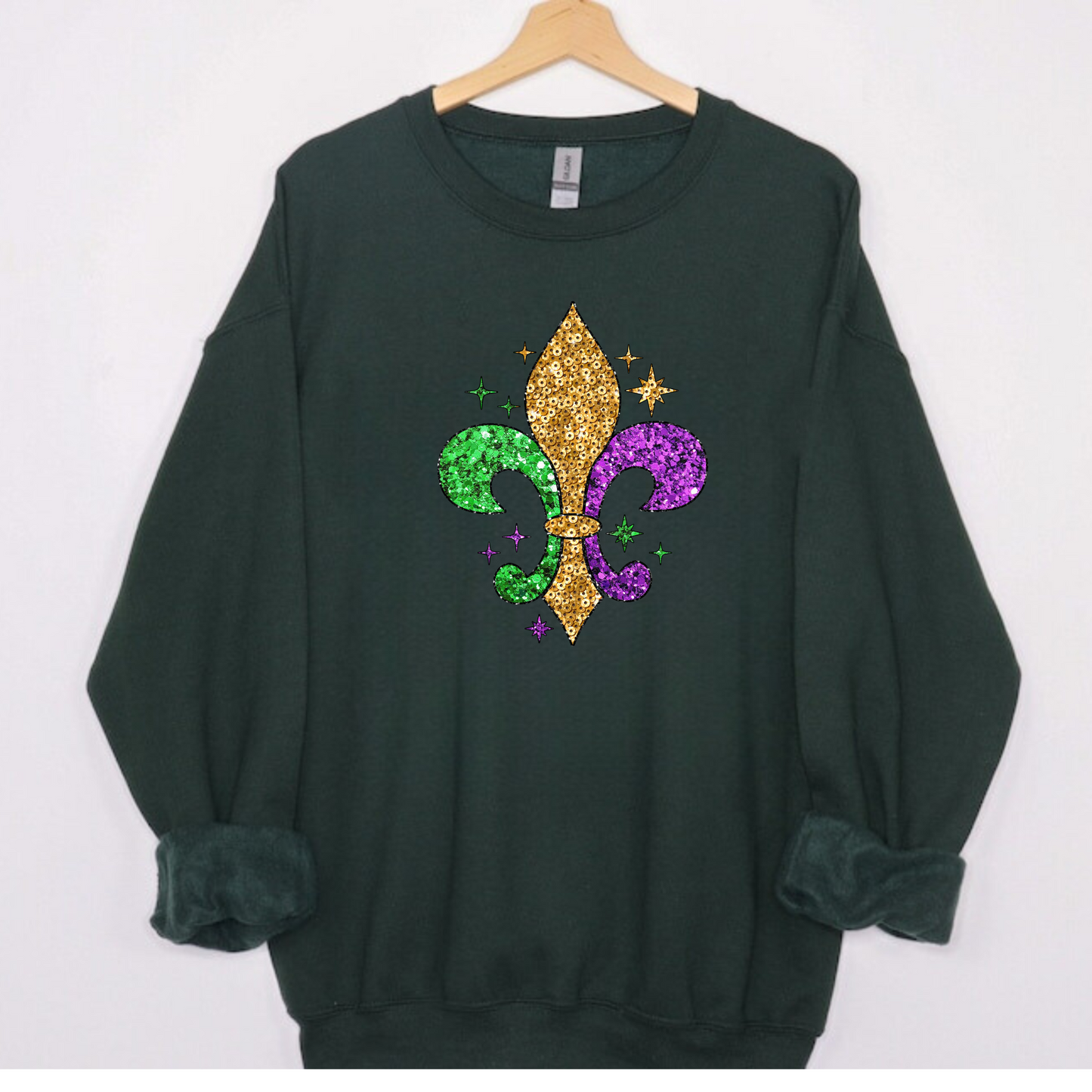 Sequin Fleur De Lis Mardi Gras Sweatshirt