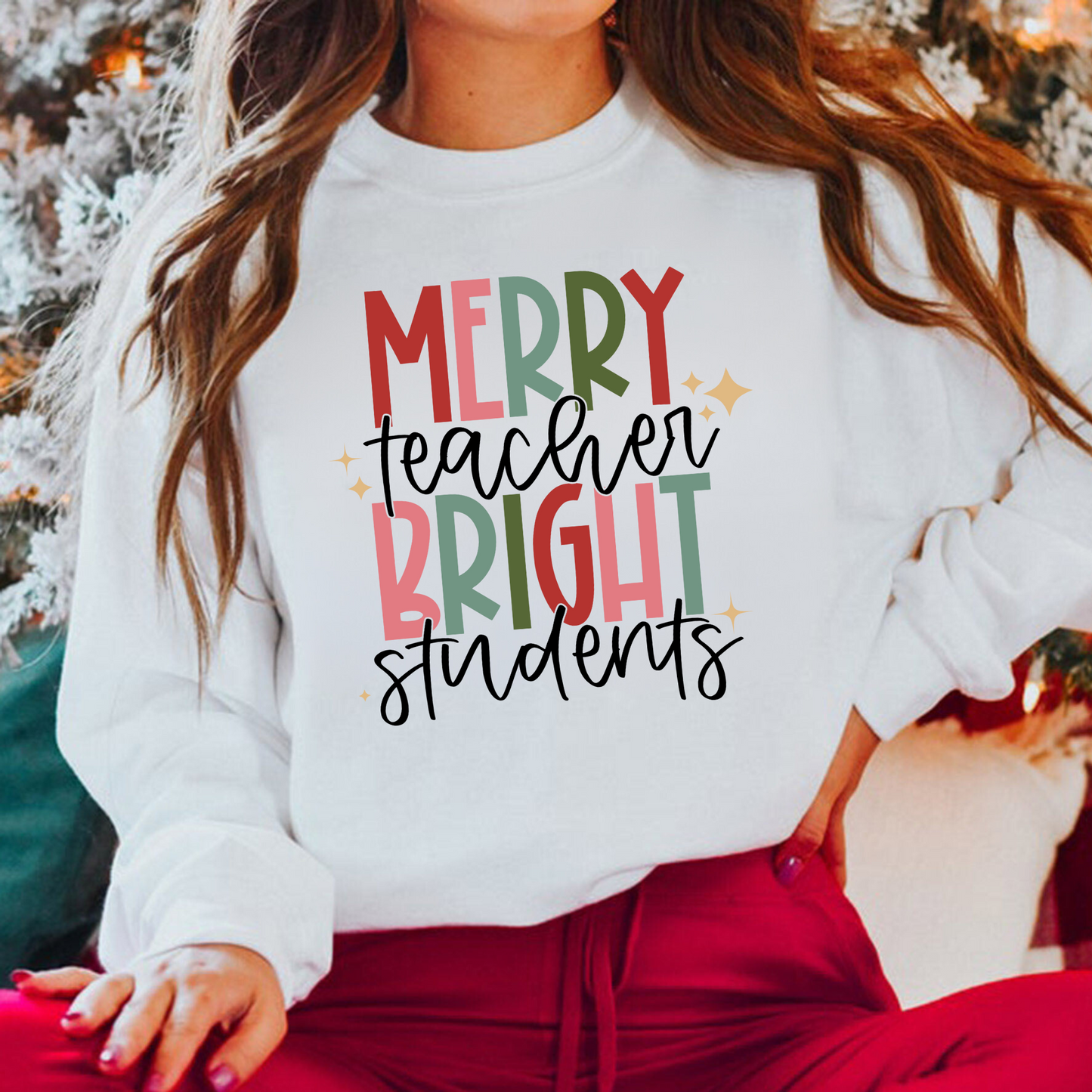 Elevate your holiday style with our 'Merry Teacher Bright Students' Retro Christmas Sweatshirt, the perfect blend of retro charm and festive spirit. This cute and trendy Christmas sweater is tailor-made for teachers who want to celebrate the season in style. Embrace the unique retro Christmas aesthetic while staying cozy and chic. Shop now and add this delightful Teacher Christmas sweatshirt to your collection of Christmas teacher shirts. Get ready to showcase your holiday cheer with a touch of retro flair!