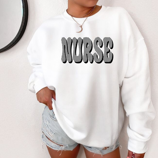 Checkered Nurse Crewneck Sweatshirt