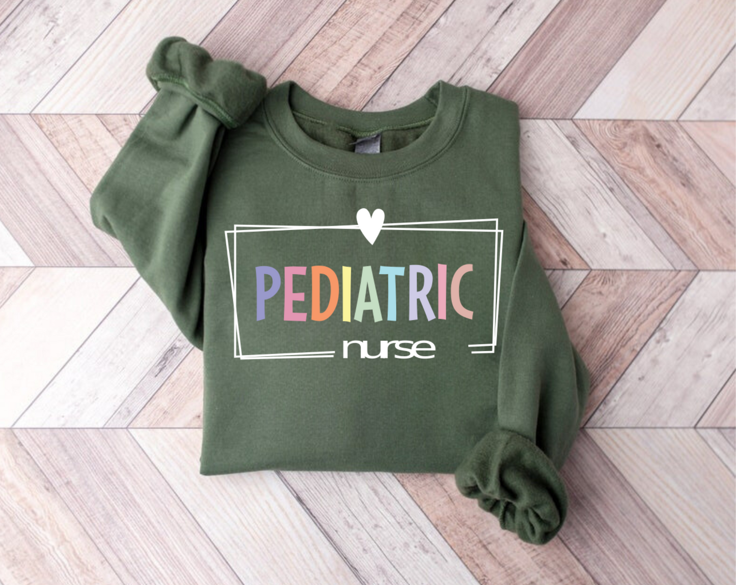 Pediatric nurse crewneck sweatshirt.