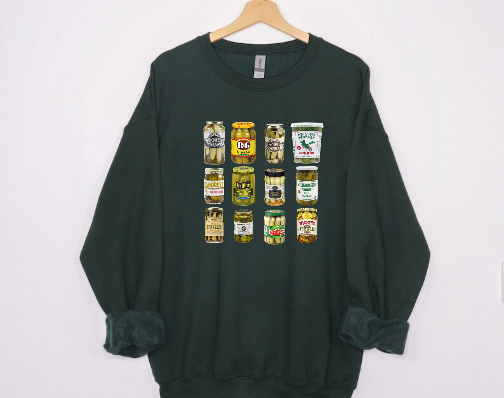 Vintage Pickle Jar Sweatshirt - A cozy sweatshirt with a vintage-inspired design of a dill pickle jar, perfect for pickle lovers. Ideal for pickle-themed outfits or as a unique pickle gift.