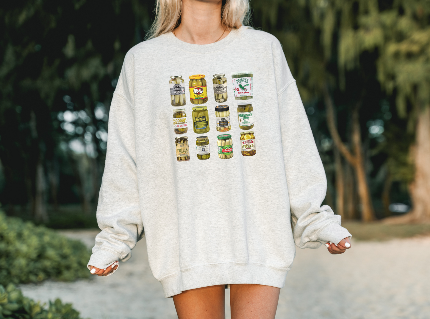 Vintage Pickle Jar Sweatshirt - A cozy sweatshirt with a vintage-inspired design of a dill pickle jar, perfect for pickle lovers. Ideal for pickle-themed outfits or as a unique pickle gift.