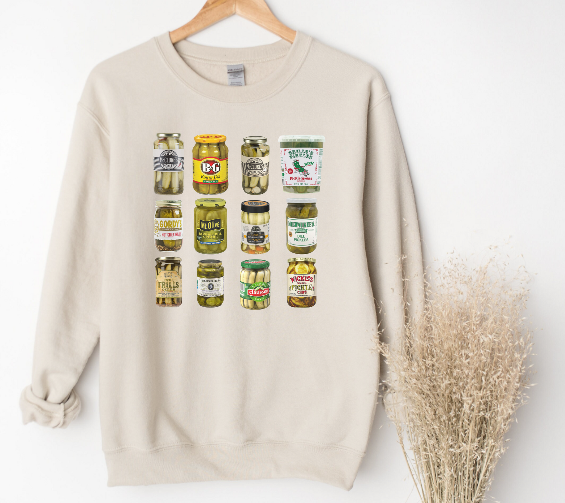 Vintage Pickle Jar Sweatshirt - A cozy sweatshirt with a vintage-inspired design of a dill pickle jar, perfect for pickle lovers. Ideal for pickle-themed outfits or as a unique pickle gift.