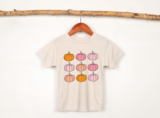 Retro pink pumpkin shirt for girls.