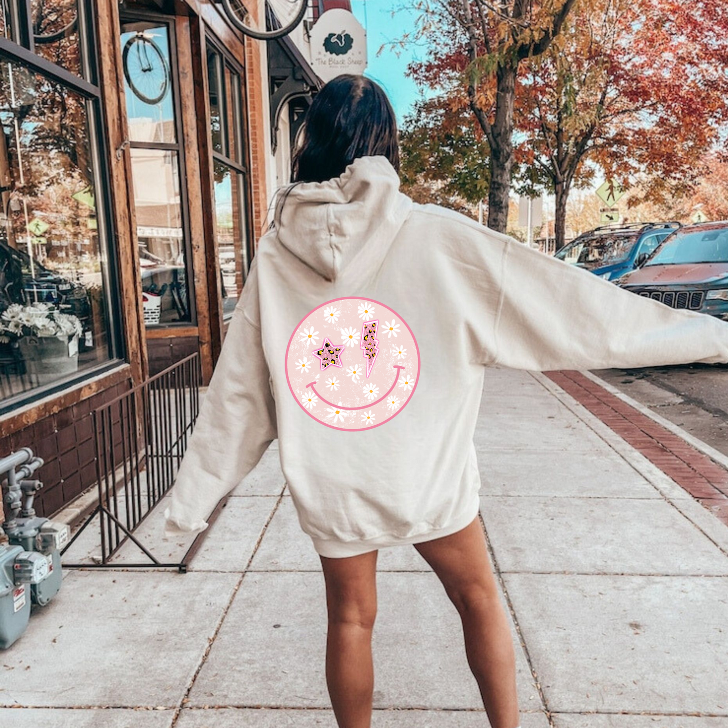 Pink Smiley Happy Face Preppy Hoodie