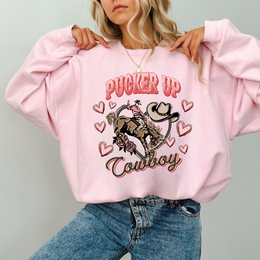 Pucker Up Cowboy | Valentine's Day Sweatshirt