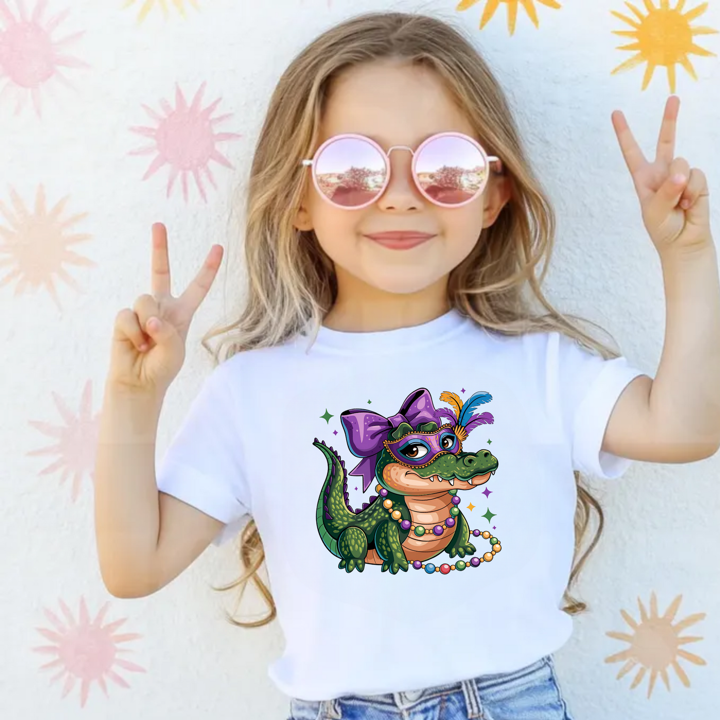 Cute Mardi Gras Shirt for Kids - Girl Gator Shirt