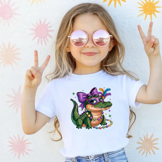 Cute Mardi Gras Shirt for Kids - Girl Gator Shirt