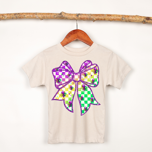 Cute Mardi Gras Shirt for Kids - Mardi Gras Bow