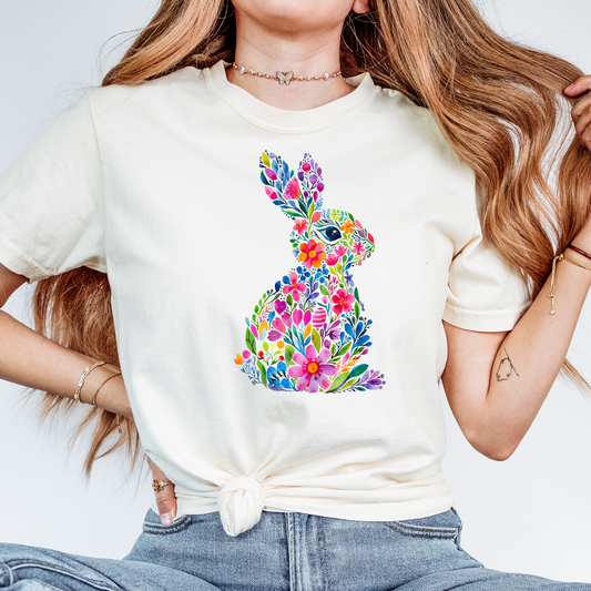 Easter Floral Bunny Shirt for Women