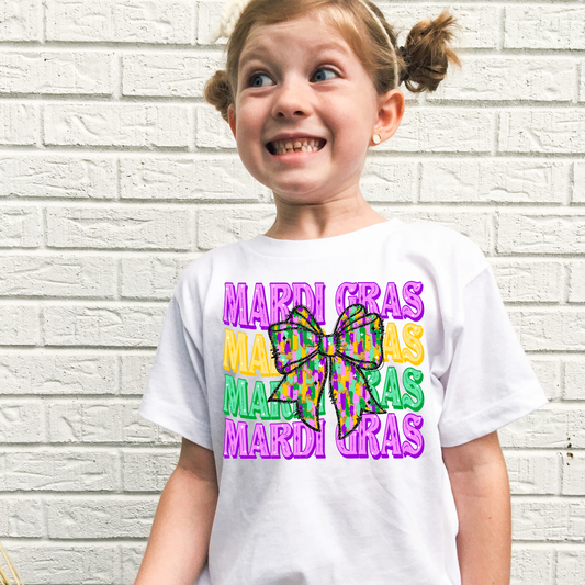 Cute Mardi Gras Shirt for Kids - Mardi Gras Bow