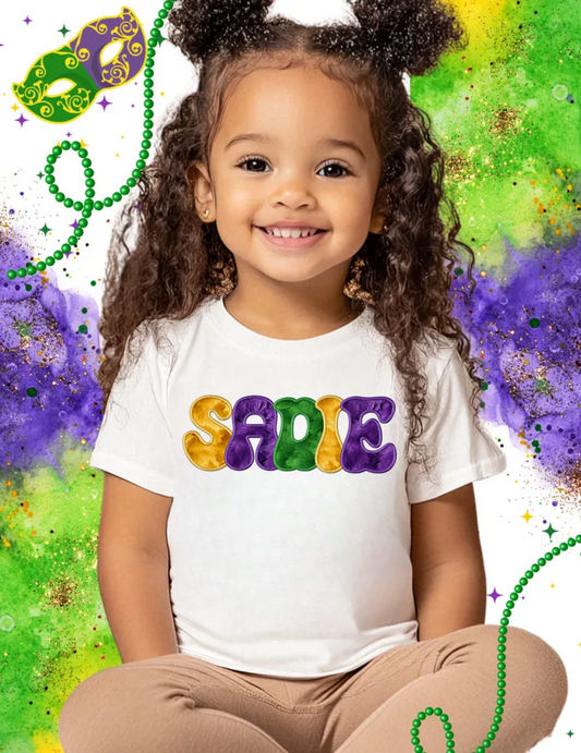 Personalized Mardi Gras Shirt for Girls with Name