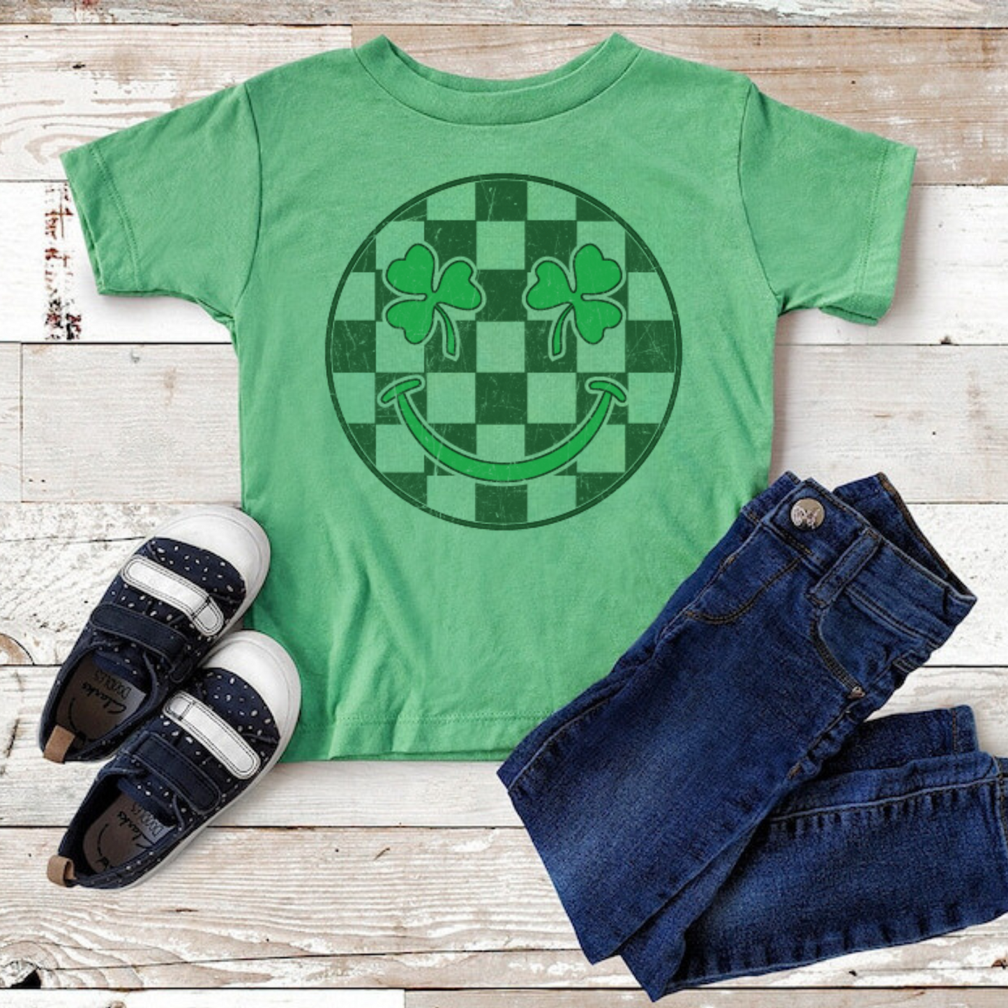 St. Patrick's Day Retro Face Shirt for Kids