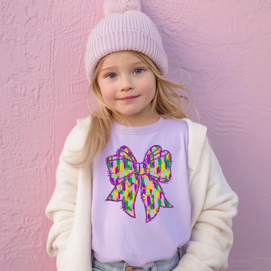 Cute Mardi Gras Shirt for Kids - Mardi Gras Bow