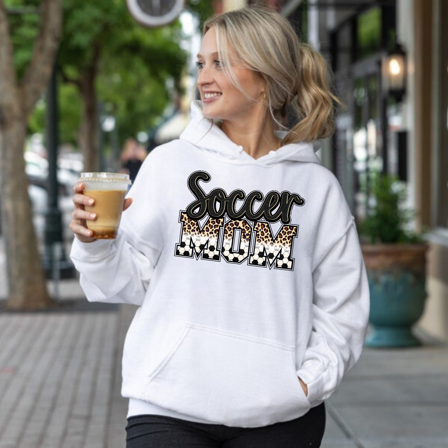 Cozy soccer mom hoodie sweatshirt - Stay warm and comfortable while supporting your soccer player at the games. Perfect for stylishly cheering on your athlete as a soccer mama.