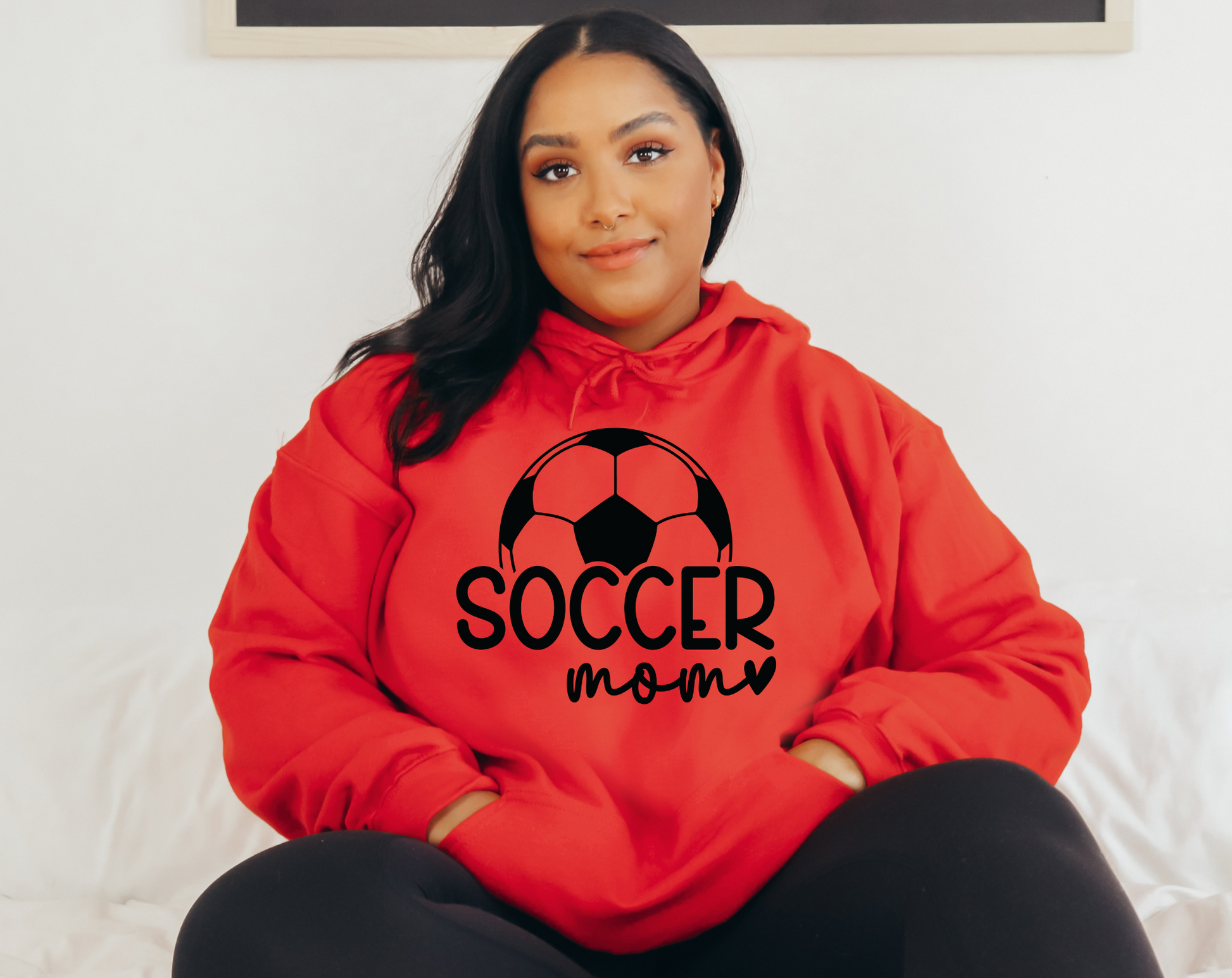 Cozy soccer mom hoodie sweatshirt - Stay warm and comfortable while supporting your soccer player at the games. Perfect for stylishly cheering on your athlete as a soccer mama.