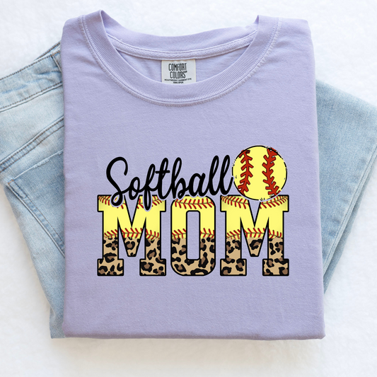 Leopard Print Softball Mom Shirt