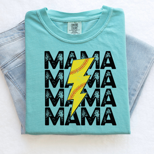 Retro Lightening Bolt Softball Mama Shirt