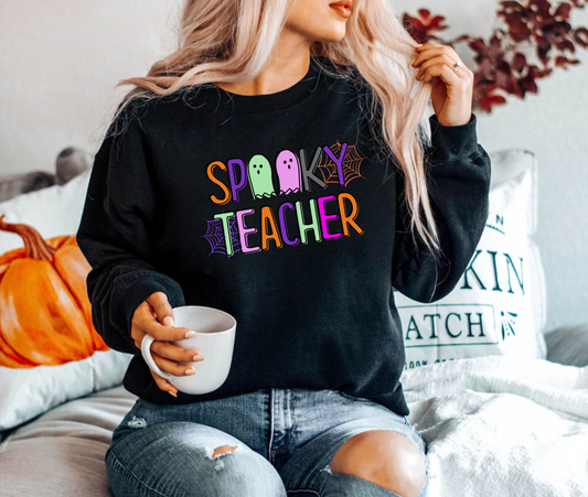 "Retro Halloween Teacher Sweatshirt - Spooky Teacher