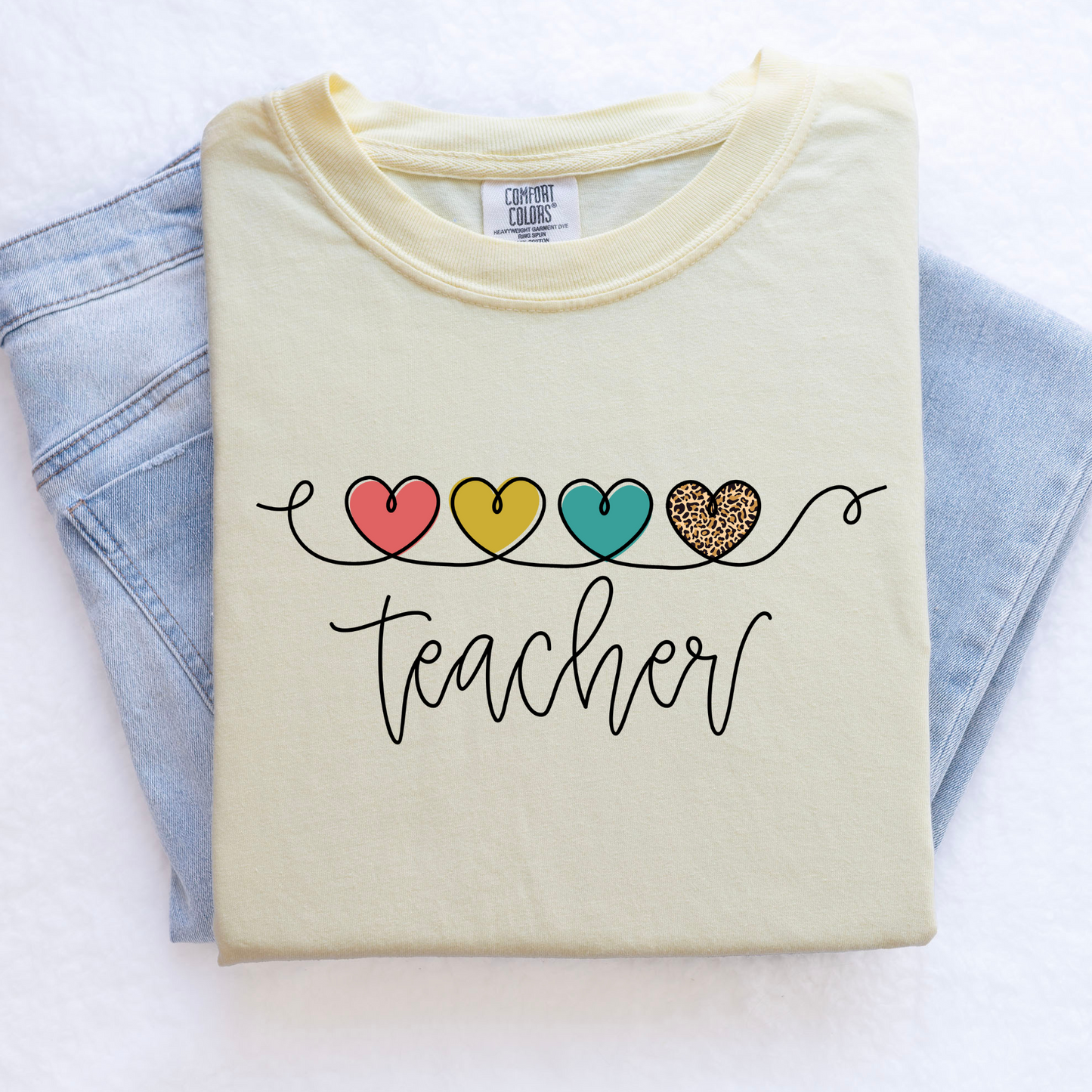 Leopard Print Heart Teacher Shirt