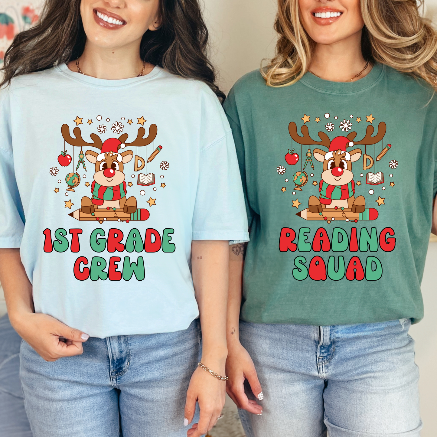 Custom Teacher Reindeer Shirt for Teachers and School Staff