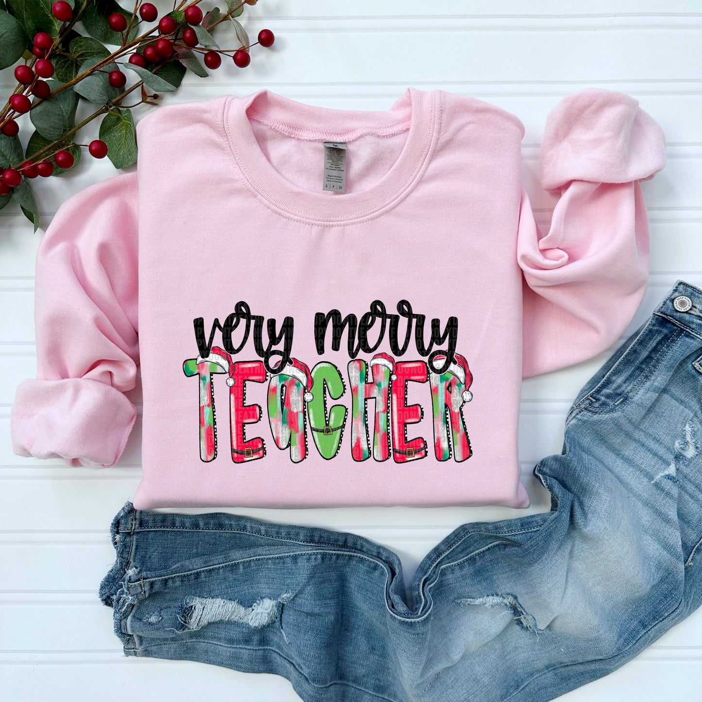 Very Merry Teacher | Teacher Christmas Sweatshirt