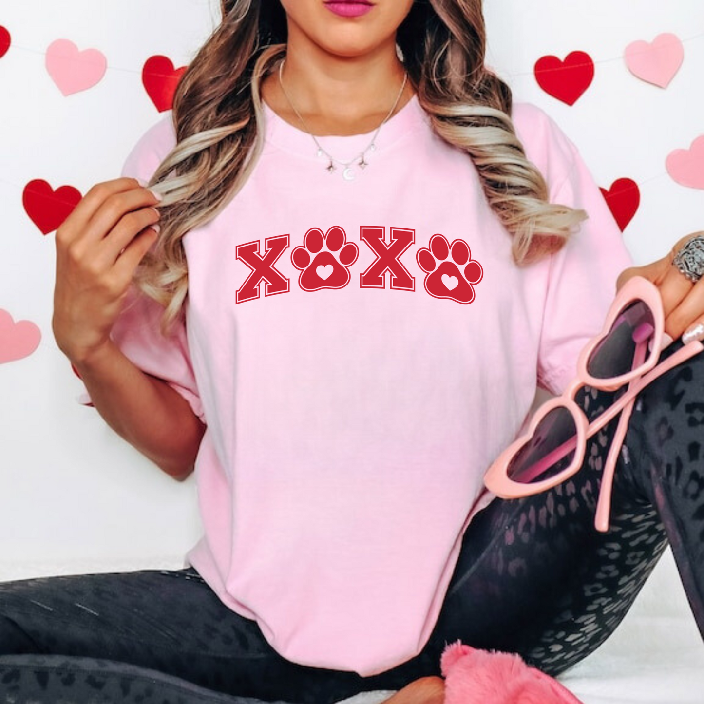 Valentine's Day Dog Paw XOXO Shirt for Women