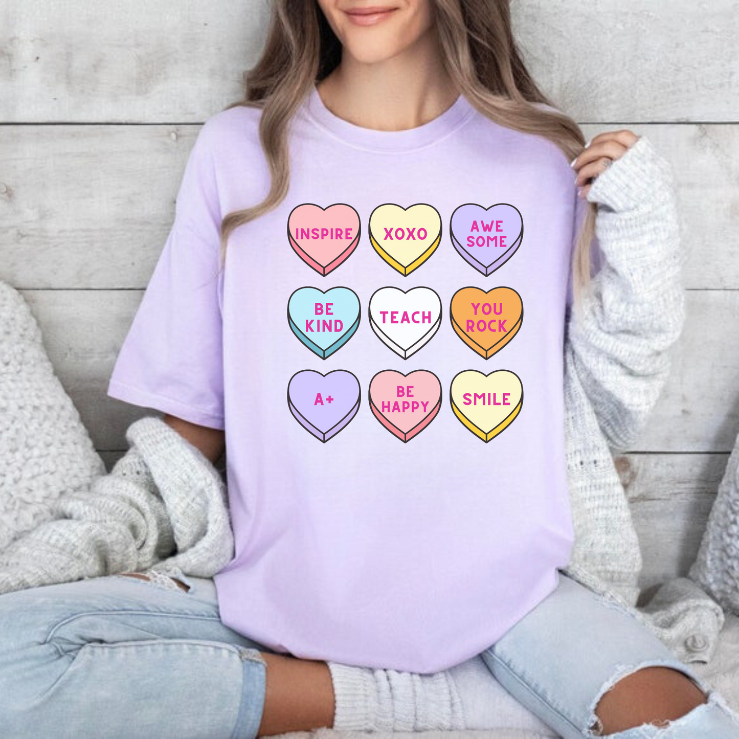 Teacher Valentine's Day Candy Hearts Shirt