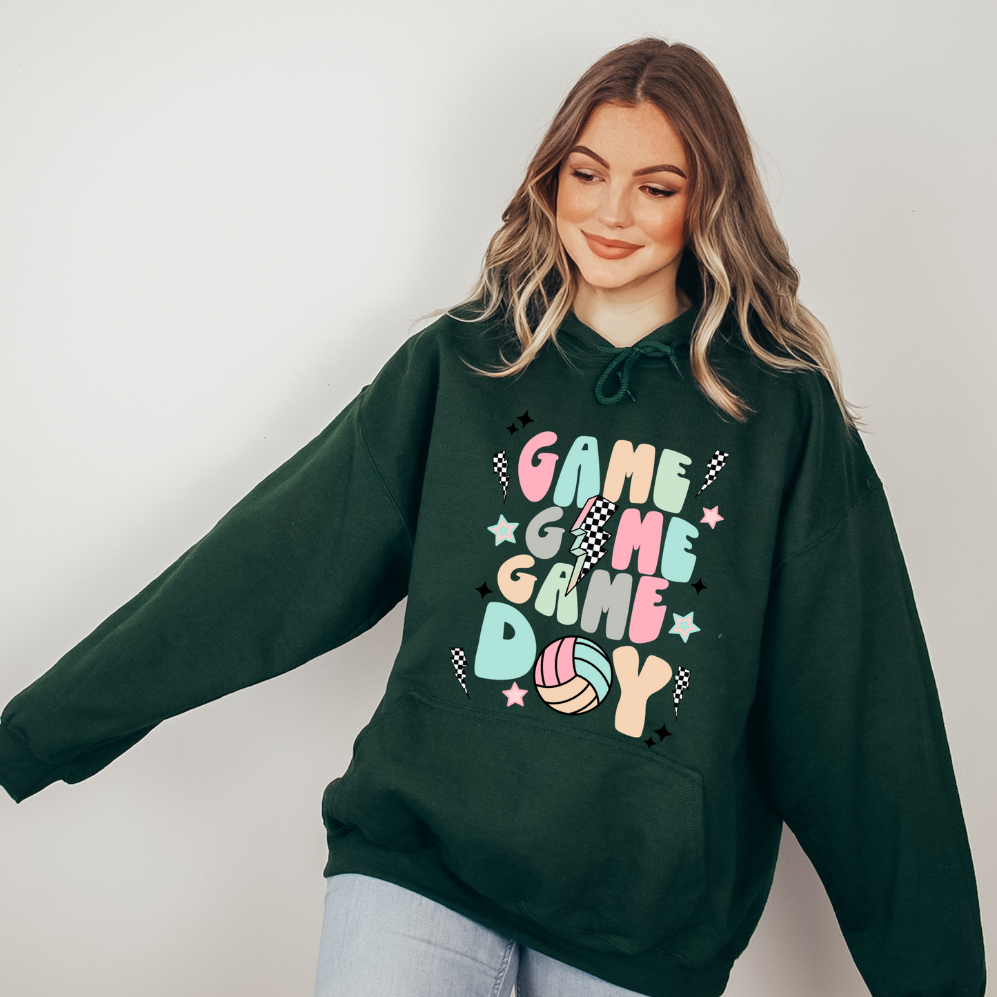 Cozy volleyball mom hoodie sweatshirt - Show your support in comfort with this essential hoodie perfect for volleyball games. Stay cozy and stylish as a proud volleyball mama.