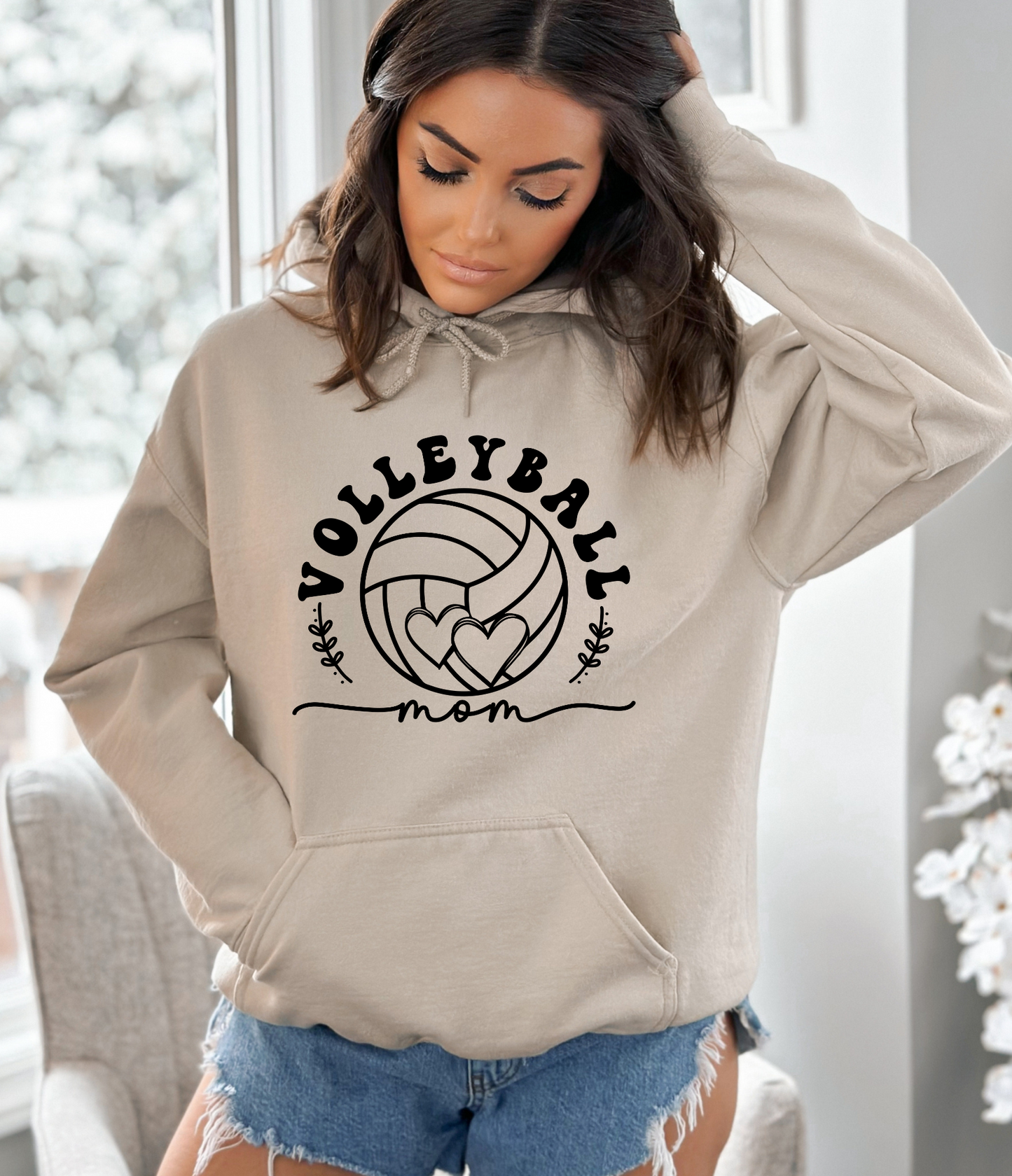 Cozy volleyball mom hoodie sweatshirt - Show your support in comfort with this essential hoodie perfect for volleyball games. Stay cozy and stylish as a proud volleyball mama.