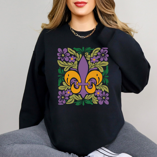 Fleur De Lis Crewneck | Mardi Gras Sweatshirt