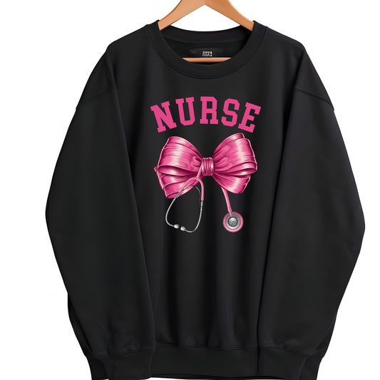 Nurse Pink Bow Crewneck Sweatshirt