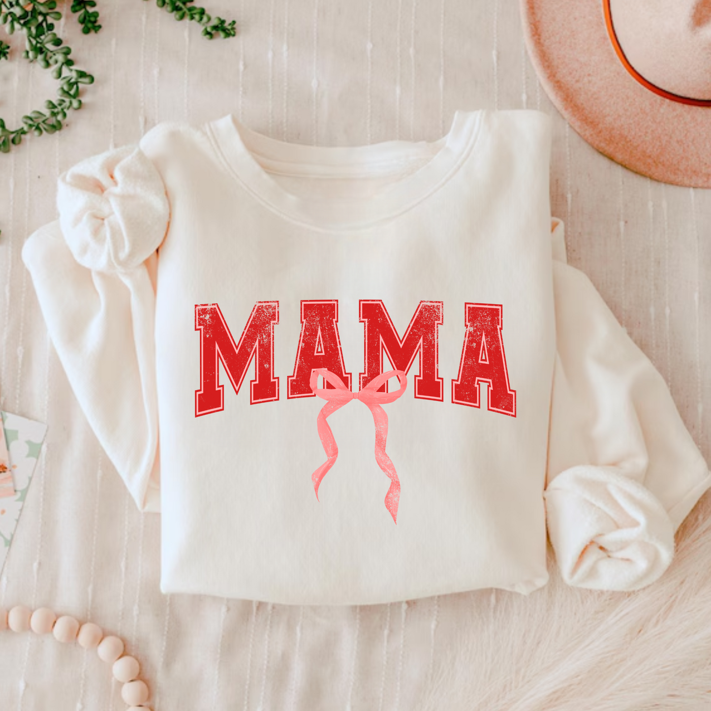 Valentine's Day Mama Bow Crewneck Sweatshirt