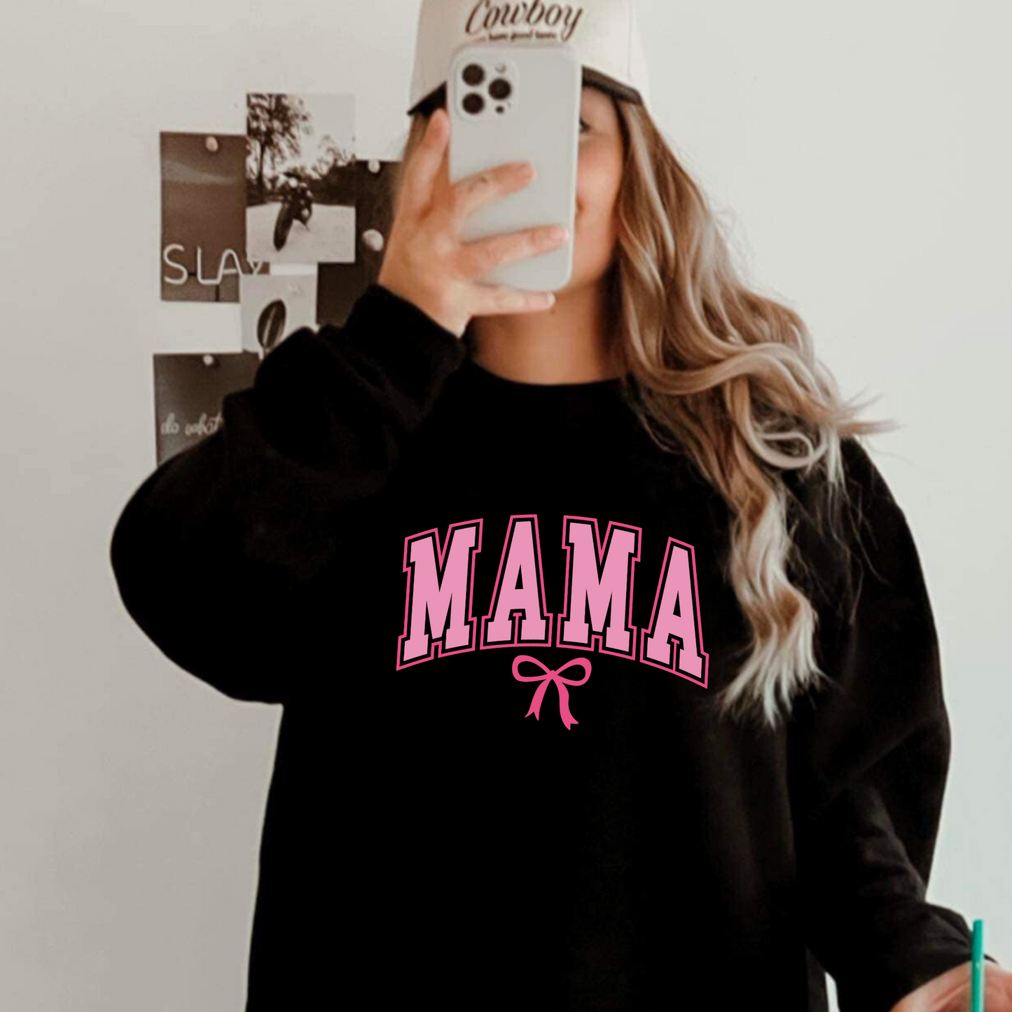 Pink Bow Mama Crewneck Sweatshirt