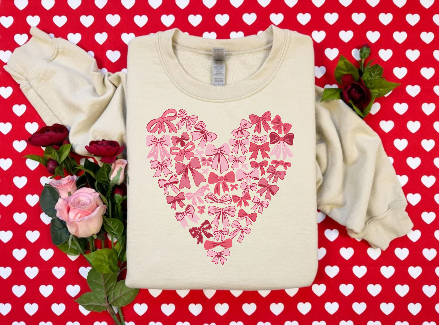 Coquette Bow Heart Valentine's Day Crewneck Sweatshirt